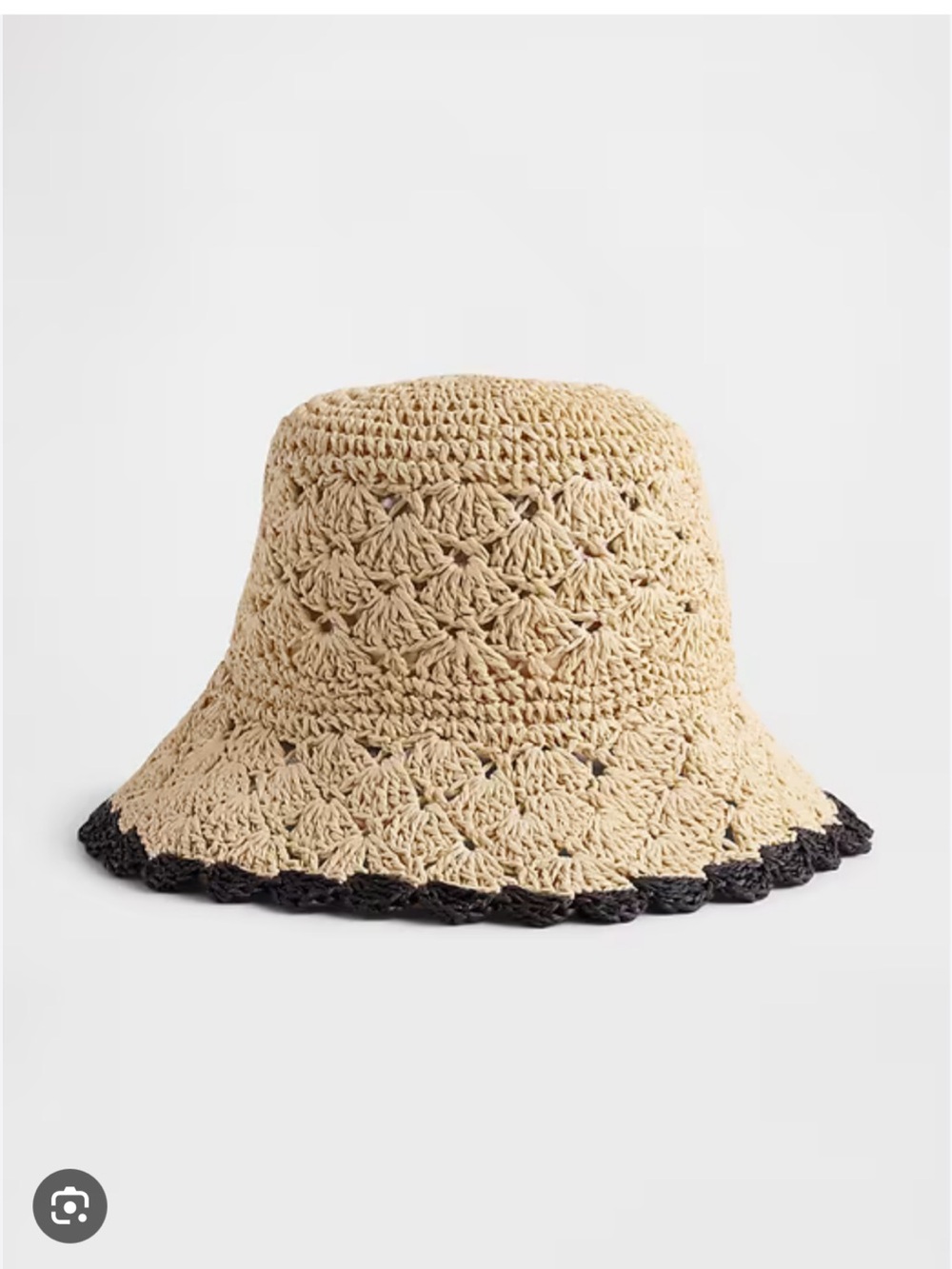 GAP Two-Tone Crochet Straw Bucket Hat - Natural & Black